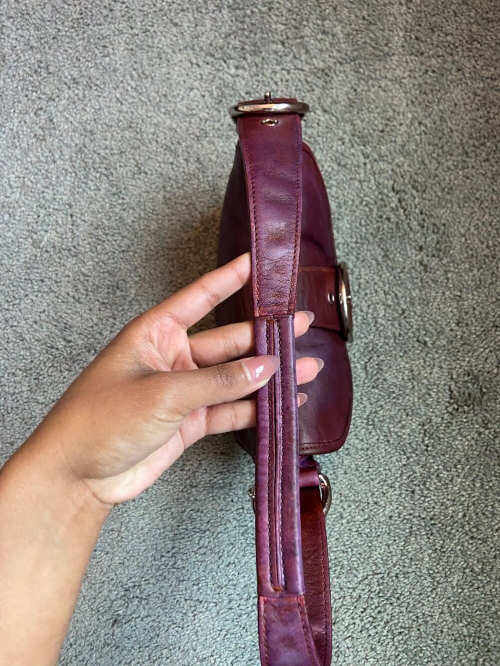 Vintage Coach Y2K Mini Soho Buckle Flap Shoulder Bag- 9247, Burgundy/Wine - Picture 7 of 15